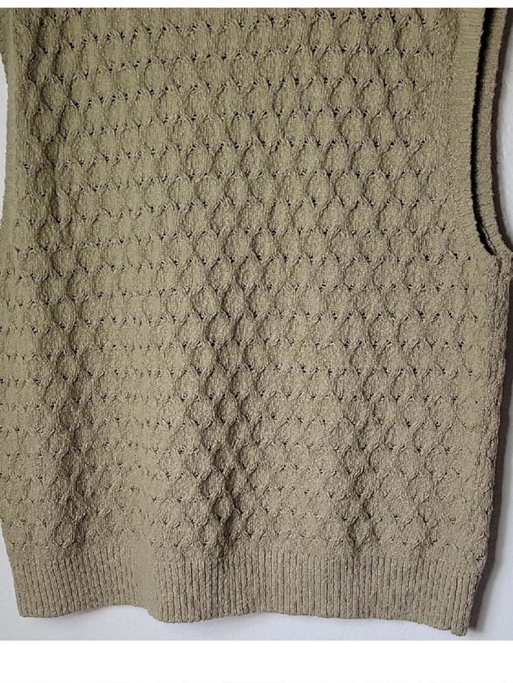 Free People Olive Green Turtleneck Cable Knit Sleeveless Sweater Size M - Picture 11 of 11